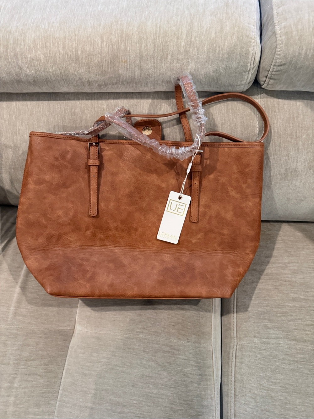 NWT Urban Expressions Robi Classic Work Tote cognac vegan leather